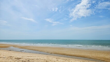 Tropical beach landscape with sand beach with canal on summer seasonal.