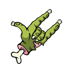 Creepy Hand Sign Zombie Illustration for Halloween