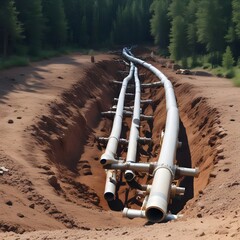 Pipeline Construction through Forest, Trench Reveals Infrastructure Install Progress