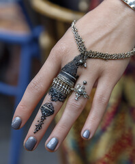 Hand Adorned with Henna and Silver Jewelry