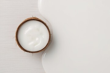 coconut shell, white latex, coconut milk, creamy, coconut water, natural, smooth, organic, tropical, shell cup, liquid, spread, texture, wooden surface, brown wood, dessert, fresh, food, ingredient, h