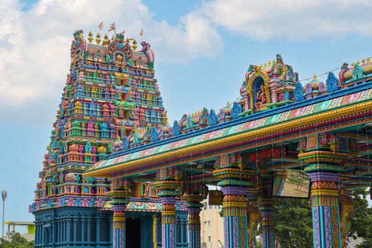 Beautiful Ponniyamman temple tower in Chennai	
