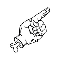 Hand Drawn Creepy Zombie Hand for Halloween Design Lineart