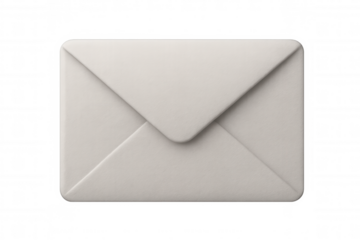 White envelope sealed, representing classic postal communication against transparent backdrop