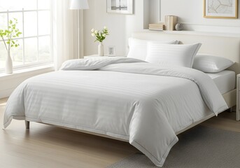 Crisp White Cotton Bedding Freshness