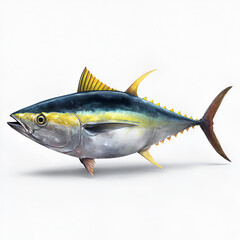 Yellowfin Tuna Isolated on White Background