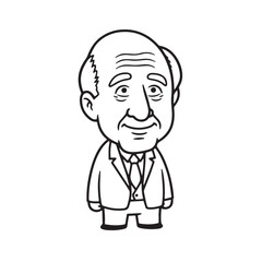 Old man with formal suit black and white vector illustration for classic portrait artwork design