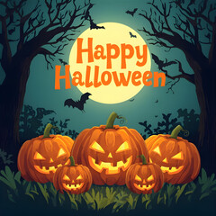 Happy halloween scary pumpkin in the night