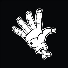 Horror Theme Zombie Hand Gesture Doodle Illustration