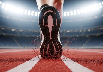 Athlete's Footprint on Red Track
