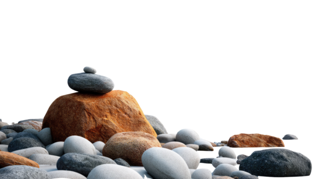 Stacked Stones: Close-up shot of balanced stones stacked in a harmonious formation. Capturing the beauty of zen meditation and balance.
