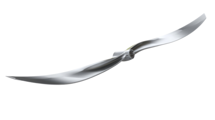 Dynamic Propeller: A sleek and polished propeller, with its blades curved elegantly, signifying forward motion, ready for flight. 