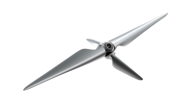 Silver Propeller in Motion: A close-up shot captures the dynamic elegance of a silver propeller, showcasing its aerodynamic design and the promise of forward movement.  