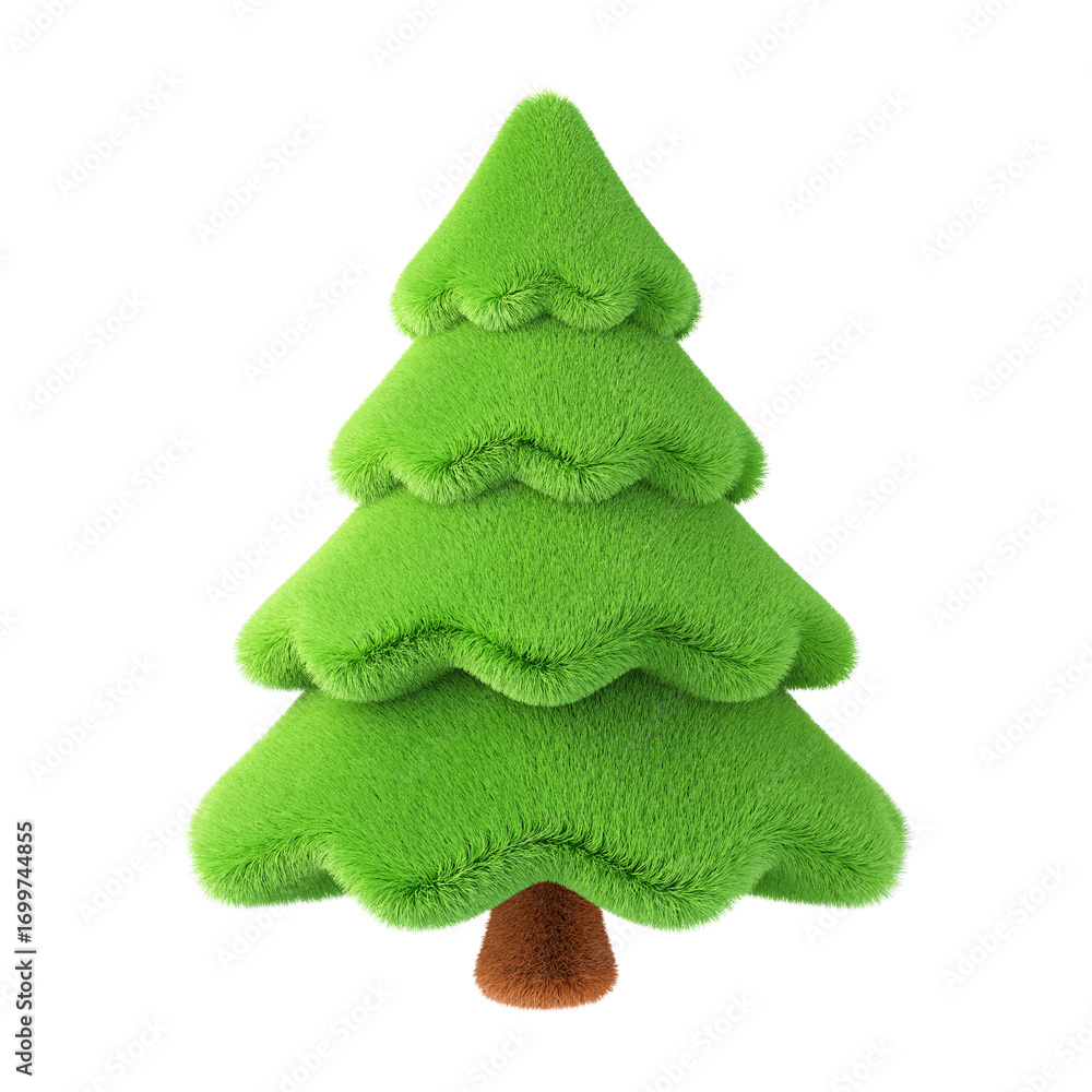Canvas Prints fluffy christmas tree isolated on white. 3d render.