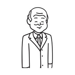 Old man with formal suit black and white vector illustration for classic portrait artwork design