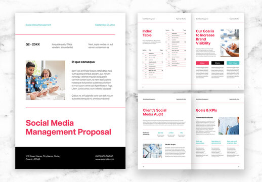 Blue And Pink Social Media Management Proposal 