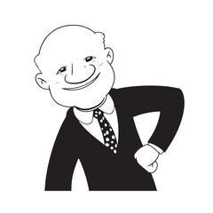 Old man with formal suit black and white vector illustration for classic portrait artwork design