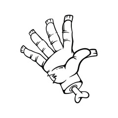 Horror Theme Zombie Hand Gesture Lineart Illustration