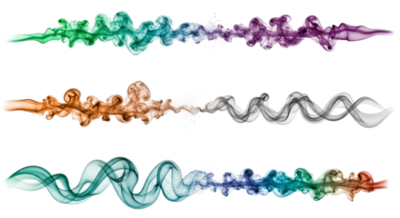 Colorful Smoke Swirls Abstract Design Elements | Elegant Smoke Trails for Decoration, Backgrounds, and Creative Graphic Design