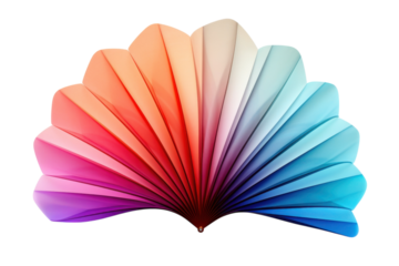 Gradient paper fan with vibrant colors on black backdrop