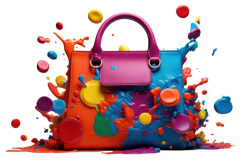Colorful handbag with paint splashes