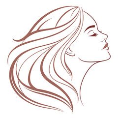 Elegant Woman Line Art Portrait with Watercolor Splash Background