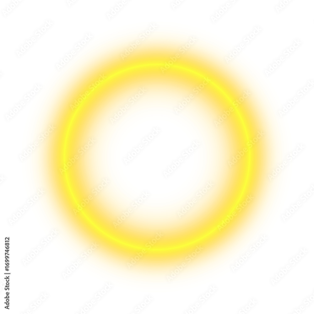 Poster glowing blur neon circle frame with yellow orange transparent gradient round border isolated on back