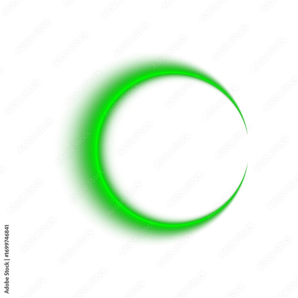 Poster glowing blur neon circle frame with green transparent gradient round border isolated on background s