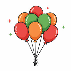 A bunch of colorful balloons tied together, festive and celebratory.