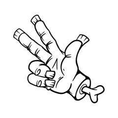 Scary Halloween Zombie Lineart Hand Drawing Vector