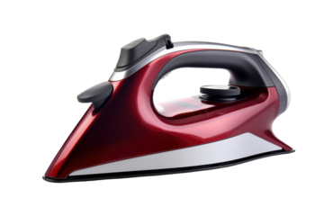 Modern red iron appliance against black backdrop