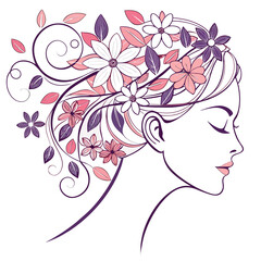 Elegant Woman Face with Artistic Feather Design