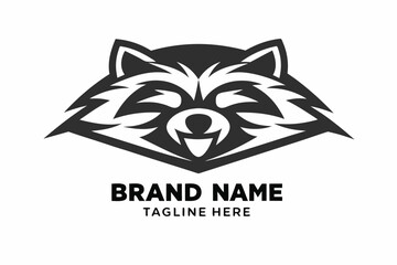 Bold Raccoon Head Mascot on White Background Design Element