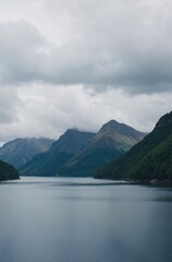 lake and mountains in the background