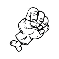 Hand Sketched Zombie Hand Sign Lineart Illustration