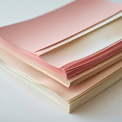 Artistic Macro Shot of Folded Paper in Soft Pink and Beige Shades, Subtle Gradients and Serene Minimalist Composition with Gentle Creases