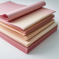 Artistic Macro Shot of Folded Paper in Soft Pink and Beige Shades, Subtle Gradients and Serene Minimalist Composition with Gentle Creases