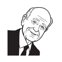 Old man with formal suit black and white vector illustration for classic portrait artwork design