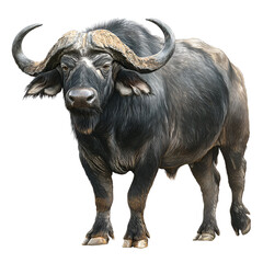 Fototapeta premium African Buffalo Standing Isolated on White Background