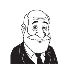 Old man with formal suit black and white vector illustration for classic portrait artwork design