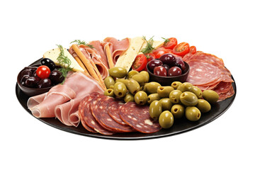 Delicious charcuterie board with meats cheese and olives