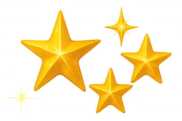 Obraz premium Golden stars gleaming, radiating sparkling light, hovering elegantly against transparent backdrop, embodying celebratory mood