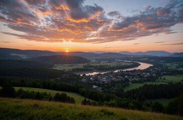 Obraz premium sunrise over the mountains