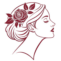 Elegant Woman Face with Artistic Feather Design