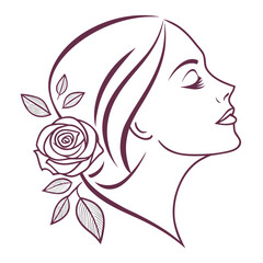 Elegant Woman Face with Artistic Feather Design