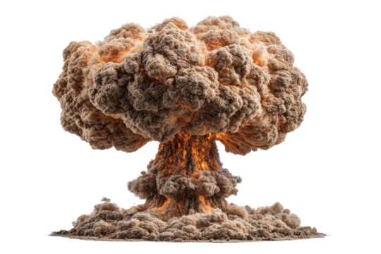 Atomic explosion, mushroom cloud, intense