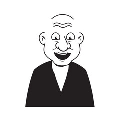 Old man with formal suit black and white vector illustration for classic portrait artwork design