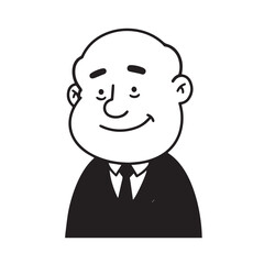 Old man with formal suit black and white vector illustration for classic portrait artwork design