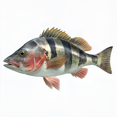 Fototapeta premium Striped Tropical Fish Isolated on White Background