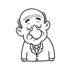 Old man with formal suit black and white vector illustration for classic portrait artwork design